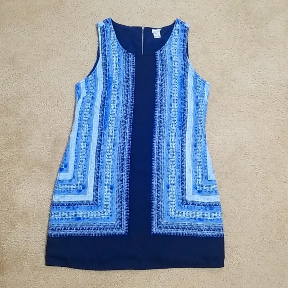 Blue Patterned Shift Dress